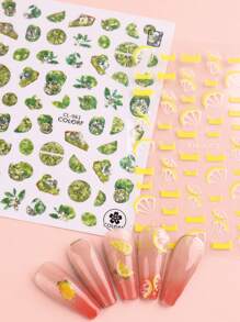 FULL BEAUTY 法語檸檬指甲2張夏天水果美甲貼紙裝飾用品 - 彩色 - 查看 2