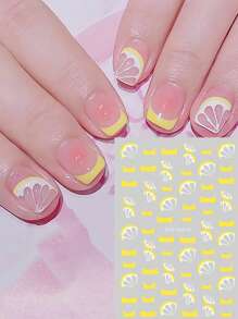 FULL BEAUTY 法語檸檬指甲2張夏天水果美甲貼紙裝飾用品 - 彩色 - 查看 3