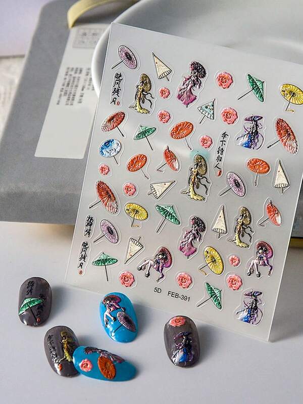 1sheet Umbrella Pattern Nail Art Sticker SHEIN USA