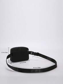 Túi thắt lưng có dây kéo tối giản Phong cách unisex màu trơn - màu đen - Xem 4