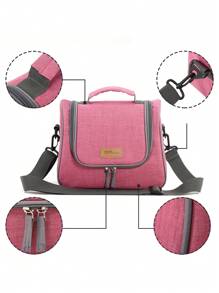 便携式午餐袋 字母贴饰 防水学校午餐盒 午餐容器 保温午餐袋 返校午餐套装 学校用品 午餐盒 袋子 家庭必需品 返校用品 - 玫紅色 - 查看 5