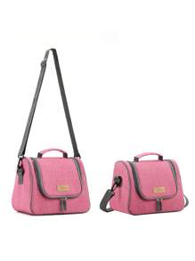 便携式午餐袋 字母贴饰 防水学校午餐盒 午餐容器 保温午餐袋 返校午餐套装 学校用品 午餐盒 袋子 家庭必需品 返校用品 - 玫紅色 - 查看 7