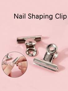 Nail Extension Clips, 2pcs Stainless Steel Reusable Curve Nail Art Fixing Clamps - Silver - View 1