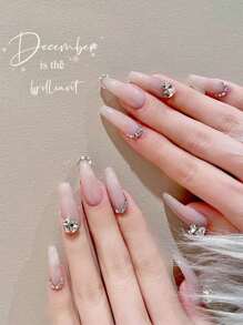 1盒混合尺寸清晰底尖形水鑽，用於歐美風格DIY指甲藝術裝飾，指甲水鑽裝飾形狀，指甲水鑽假指甲裝飾配件，指甲魅力，指甲用品，指甲寶石 - 無色 - 查看 2