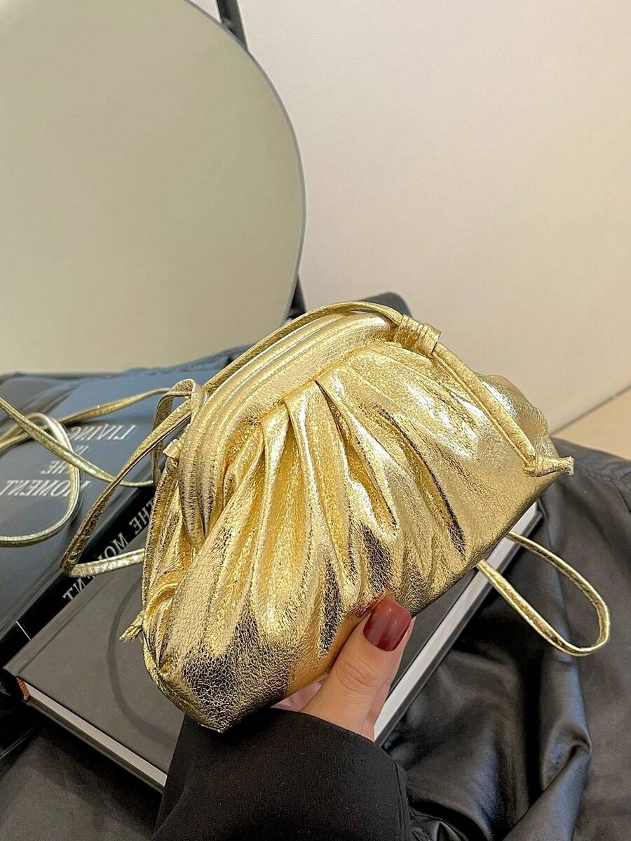 Túi vải xếp kim loại Phong cách sôi nổi - Vàng - Xem 1