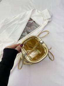Túi vải xếp kim loại Phong cách sôi nổi - Vàng - Xem 4
