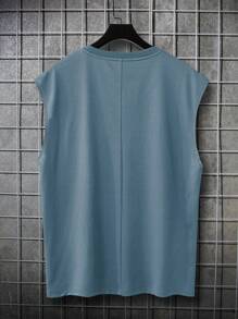 Manfinity RSRT 寬鬆版型男士熱帶印花背心 - 藍色 - 查看 2