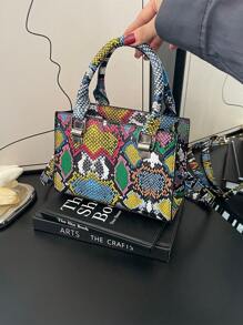 New Fashion Snake Skin Pattern Pu Shoulder Bag Women Handbag, Daily Shopping, Gift