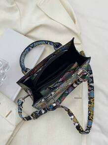 New Fashion Snake Skin Pattern Pu Shoulder Bag Women Handbag, Daily Shopping, Gift