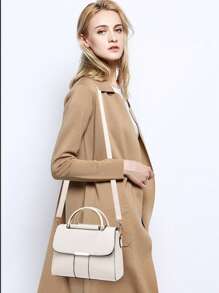 PLANEE 简约翻盖方形双手柄包，母亲节礼物，妈妈礼物，妈妈的必需品，外出妈妈包，商务休闲女士包，非常适合办公室商务和工作 - 白色 - 查看 4