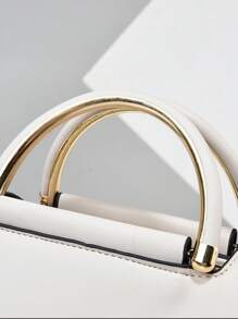 PLANEE 简约翻盖方形双手柄包，母亲节礼物，妈妈礼物，妈妈的必需品，外出妈妈包，商务休闲女士包，非常适合办公室商务和工作 - 白色 - 查看 5