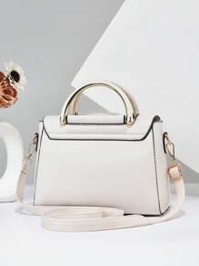 PLANEE 简约翻盖方形双手柄包，母亲节礼物，妈妈礼物，妈妈的必需品，外出妈妈包，商务休闲女士包，非常适合办公室商务和工作 - 白色 - 查看 6