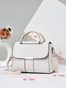 PLANEE 简约翻盖方形双手柄包，母亲节礼物，妈妈礼物，妈妈的必需品，外出妈妈包，商务休闲女士包，非常适合办公室商务和工作 - 白色 - 查看 7