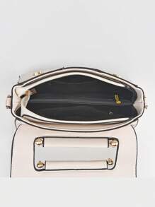 PLANEE 简约翻盖方形双手柄包，母亲节礼物，妈妈礼物，妈妈的必需品，外出妈妈包，商务休闲女士包，非常适合办公室商务和工作 - 白色 - 查看 8