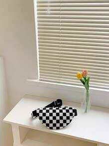 Nylon Plaid Shoulder Bag, Fashion Crossbody Chest Bag For Teenagers