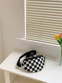 Nylon Plaid Shoulder Bag, Fashion Crossbody Chest Bag For Teenagers