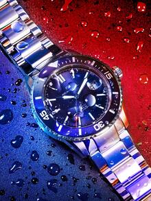 SEA-GULL 1pc Men Silver Stainless Steel Strap Business Water Resistant Round Dial Mechanical Watch, For Daily Life - Blue - View 1