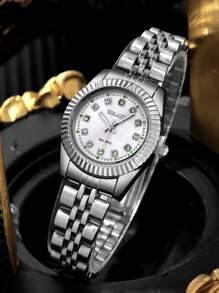 YOLAKO1 这款时尚商务休闲女士钢带石英表适合派对、庆典、婚礼和日常佩戴。它是返校季、毕业季和感恩节送给女性的最佳礼物。 - 白色 - 查看 1