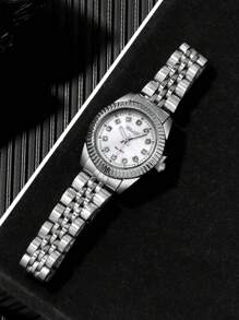 YOLAKO1 这款时尚商务休闲女士钢带石英表适合派对、庆典、婚礼和日常佩戴。它是返校季、毕业季和感恩节送给女性的最佳礼物。 - 白色 - 查看 3