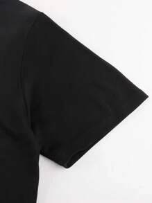 Aesthetic Post--Men Letter Graphic Contrast Trim Tee - Black - View 6