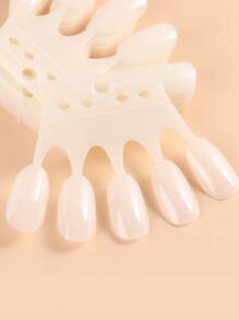 FULL BEAUTY Bộ 50 Giả Đầu Móng Tay Thẻ Màu Thực Hành Màn Hình Tự Nhiên Vương Miện Móng Tay Mẫu UV Gel Ba Lan Làm Móng Tay - Màu be - Xem 3