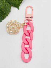 2pcs Flower Decor Colorblock Bag Charm - Multicolor - View 3