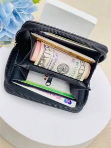 Short Wallet Coin Multi-Functional Accordion Zipper Card Case Id Card Holder Wallet Business Card Holder Credit Card Holder Women For Women Wallet Mini Wallet Purse Wallet Card Wallet - Black - View 5