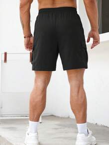 Manfinity Homme Quần Short Nam Túi màu trơn Giải trí - màu đen - Xem 2