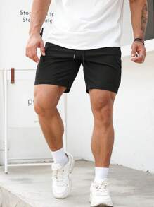 Manfinity Homme Quần Short Nam Túi màu trơn Giải trí - màu đen - Xem 5