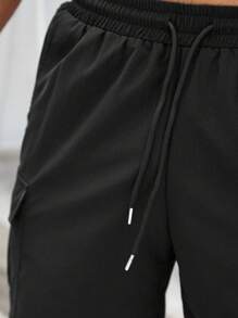 Manfinity Homme Quần Short Nam Túi màu trơn Giải trí - màu đen - Xem 6