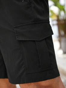 Manfinity Homme Quần Short Nam Túi màu trơn Giải trí - màu đen - Xem 7