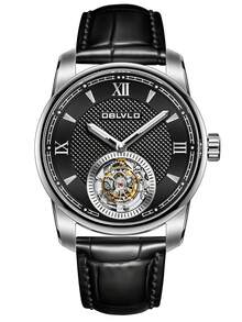 OBLVLO Hollow Out Round Pointer Water Resistant Mechanical Watch - White - View 3