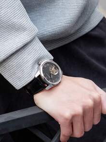 OBLVLO Hollow Out Round Pointer Water Resistant Mechanical Watch - White - View 6