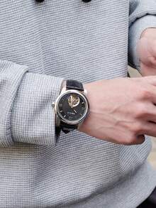 OBLVLO Hollow Out Round Pointer Water Resistant Mechanical Watch - White - View 11