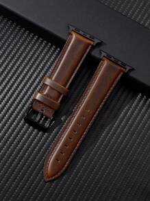1 件男女棕色休闲牛皮表带兼容 Apple Watch 表带 38/40/41/42/45/49 毫米兼容 Apple Watch 表带 Ultra/Se/9/8/7/6/5/4/3/2 作为返校学生的礼物 - 棕色 - 查看 1