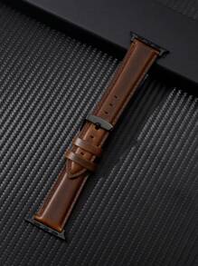 1 件男女棕色休闲牛皮表带兼容 Apple Watch 表带 38/40/41/42/45/49 毫米兼容 Apple Watch 表带 Ultra/Se/9/8/7/6/5/4/3/2 作为返校学生的礼物 - 棕色 - 查看 3