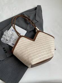 Băng Thư Trang Trí Túi Rơm Tương Phản Ràng Buộc - Màu be - Xem 2