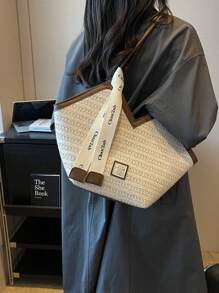 Băng Thư Trang Trí Túi Rơm Tương Phản Ràng Buộc - Màu be - Xem 4