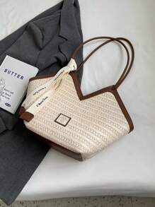 Băng Thư Trang Trí Túi Rơm Tương Phản Ràng Buộc - Màu be - Xem 6