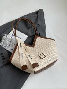 Băng Thư Trang Trí Túi Rơm Tương Phản Ràng Buộc - Màu be - Xem 7