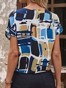 EMERY ROSE Áo sơ mi nữ Thắt nút Hình học Tất cả trên in Giải trí - Nhiều màu - Xem 4