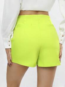 Solid High Waist Skort - Lime Green - View 2