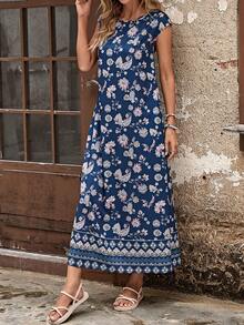 EMERY ROSE 印花蝙蝠袖直筒洋裝 - 彩色 - 查看 5