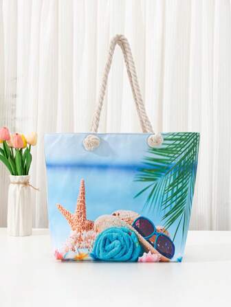 風景圖案單肩托特包雙把手