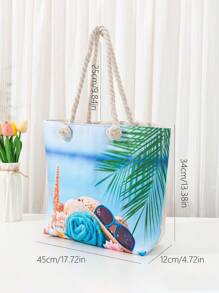 風景圖案單肩托特包雙把手 - 彩色 - 查看 3