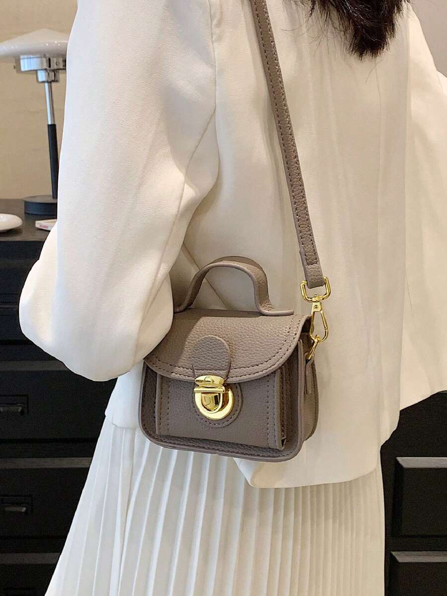 可調節休閒純色女士手提包 - 灰色 - 查看 1