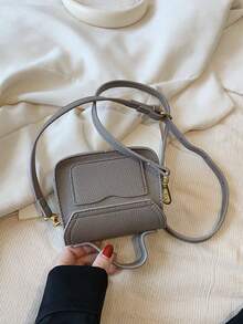 可調節休閒純色女士手提包 - 灰色 - 查看 3