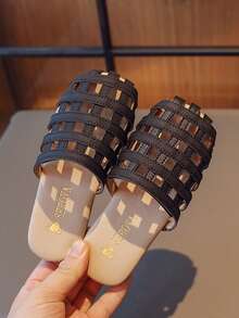 Chicas 1 par Zapatillas con diseño de abertura para verano - Negro - Ver 4