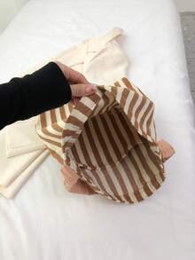 條紋圖案流浪包抽褶手柄中等的 - 棕色 - 查看 7