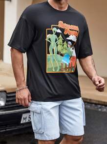 Manfinity Men Figure Graphic Tee - Black - View 1